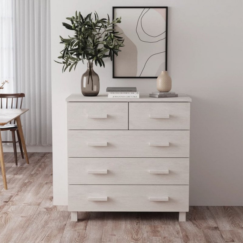 Komoda HAMAR, biała, 79x40x80 cm, lite drewno sosnowe