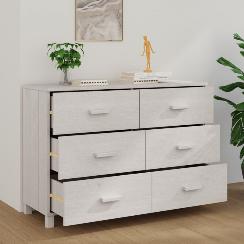 Komoda HAMAR, biała, 113x40x80 cm, lite drewno sosnowe