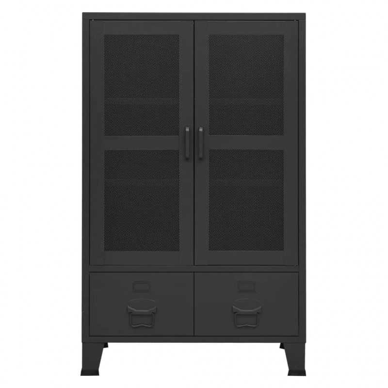 Szafka w stylu industrialnym, czarna, 70x40x115 cm, metalowa