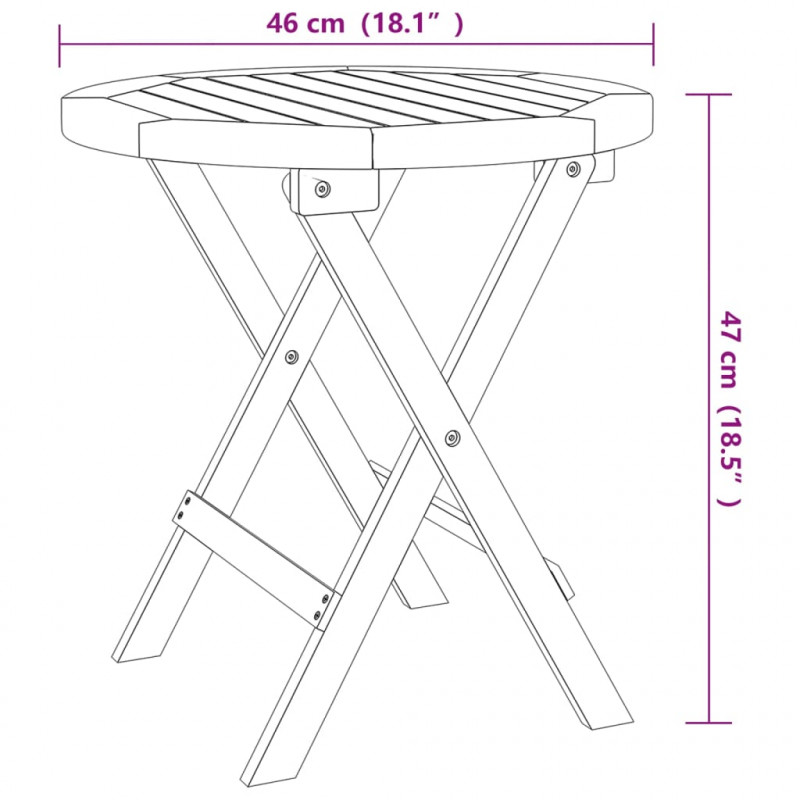 Stolik bistro, Ø46x47 cm, lite drewno akacjowe