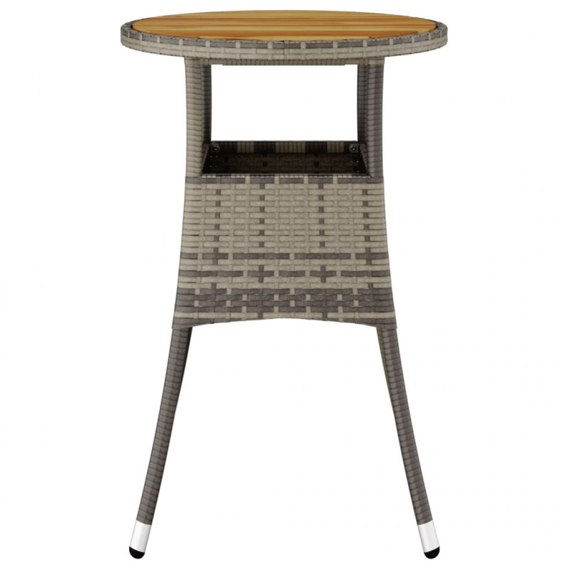 Stolik ogrodowy, Ø60x75 cm, drewno akacjowe i rattan PE, szary