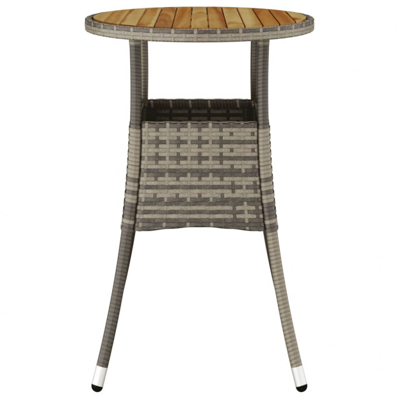 Stolik ogrodowy, Ø60x75 cm, drewno akacjowe i rattan PE, szary