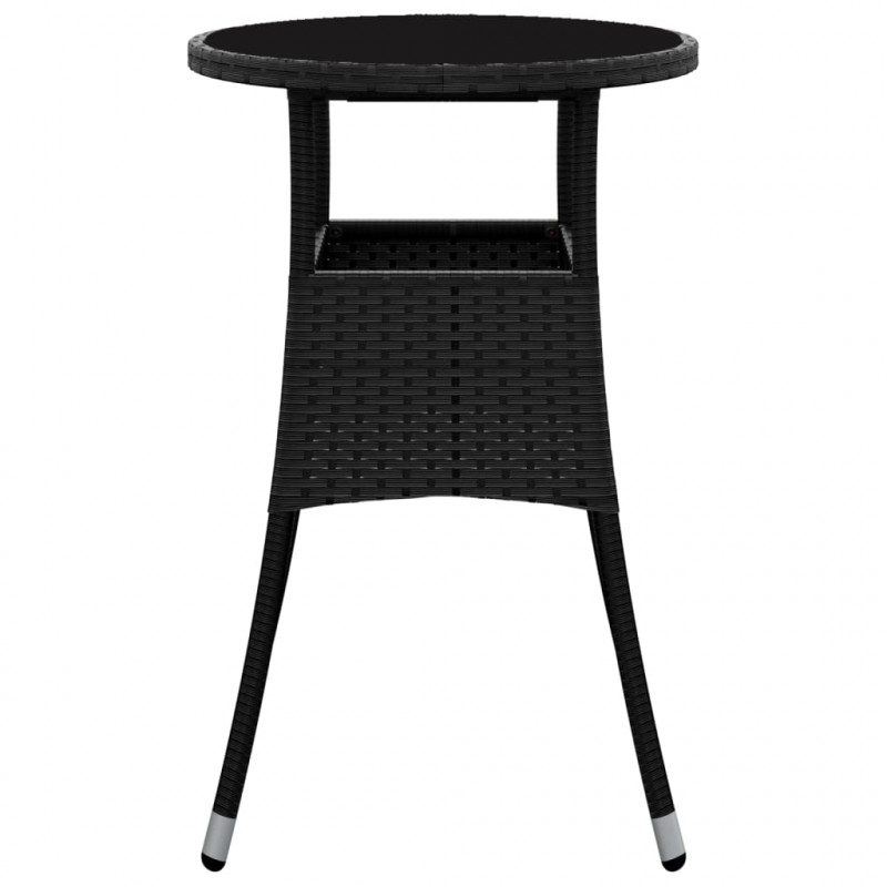 Stolik ogrodowy, Ø60x75 cm, szkło hartowane i rattan PE, czarny