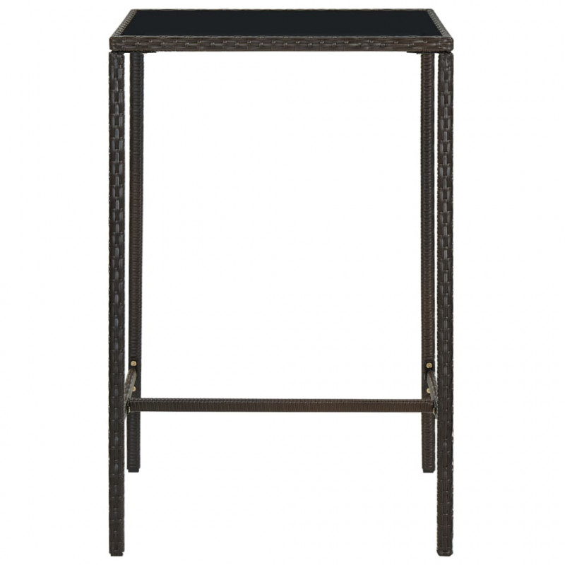 Ogrodowy stolik barowy, brązowy, 70x70x110cm, rattan PE i szkło