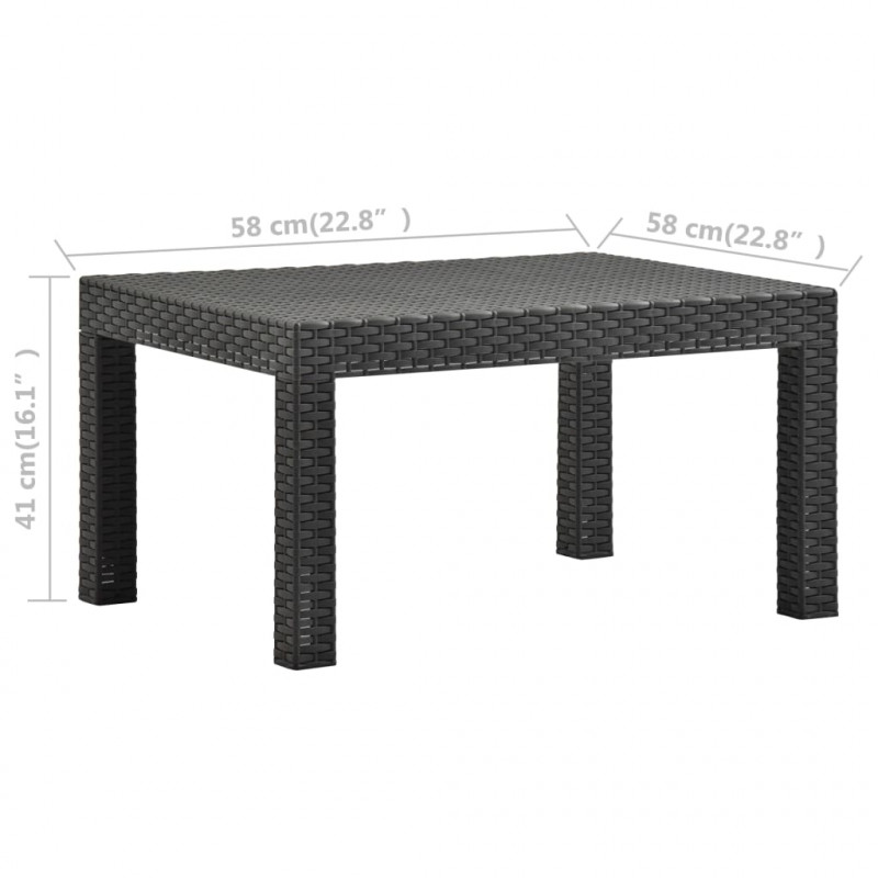 Stolik ogrodowy, antracytowy, 58x58x41 cm, rattan PP