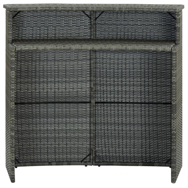 Ogrodowy stolik barowy, szary, 120x55x110 cm, polirattan