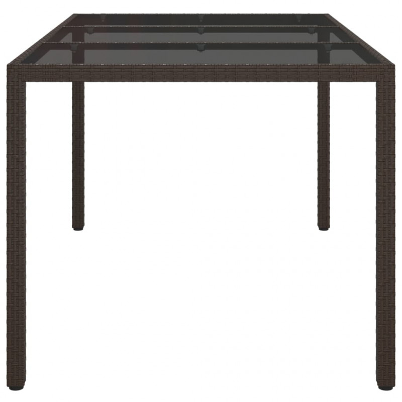 Stół ogrodowy, 150x90x75 cm, szkło i rattan PE, brązowy