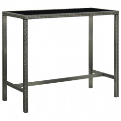 Ogrodowy stolik barowy, szary 130x60x110 cm, polirattan i szkło