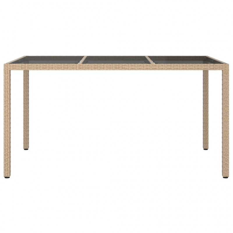 Stół ogrodowy, 150x90x75 cm, szkło i rattan PE, beżowy