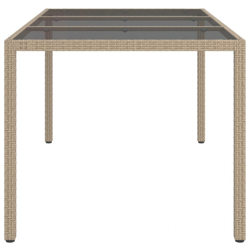 Stół ogrodowy, 150x90x75 cm, szkło i rattan PE, beżowy