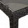 Stół ogrodowy, 150x90x75 cm, szkło i rattan PE, czarny