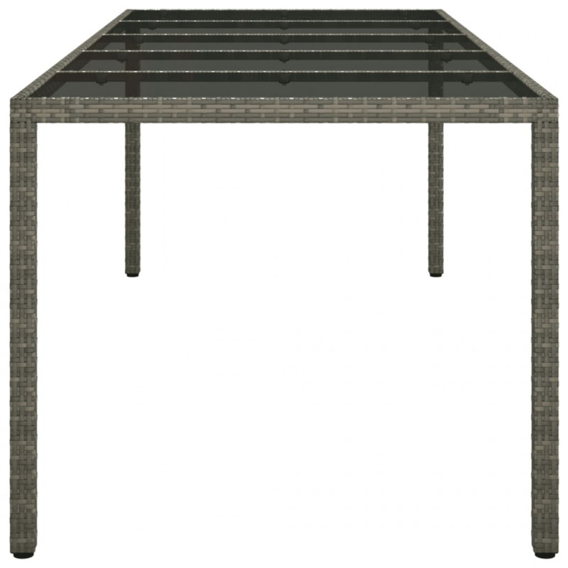Stół ogrodowy, szary, 250x100x75 cm, szkło i rattan PE