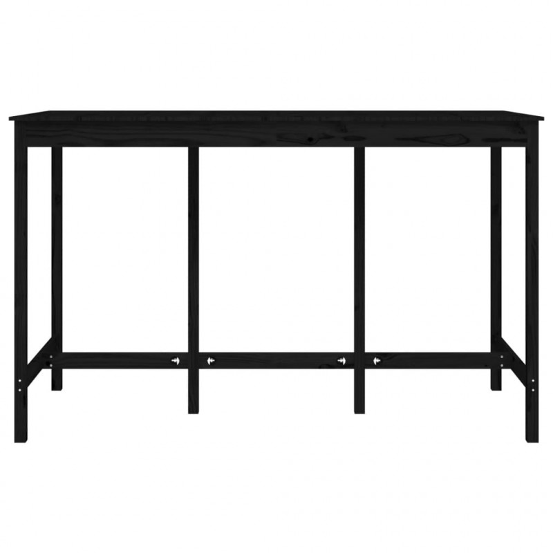 Stolik barowy, czarny, 180x80x110 cm, lite drewno sosnowe