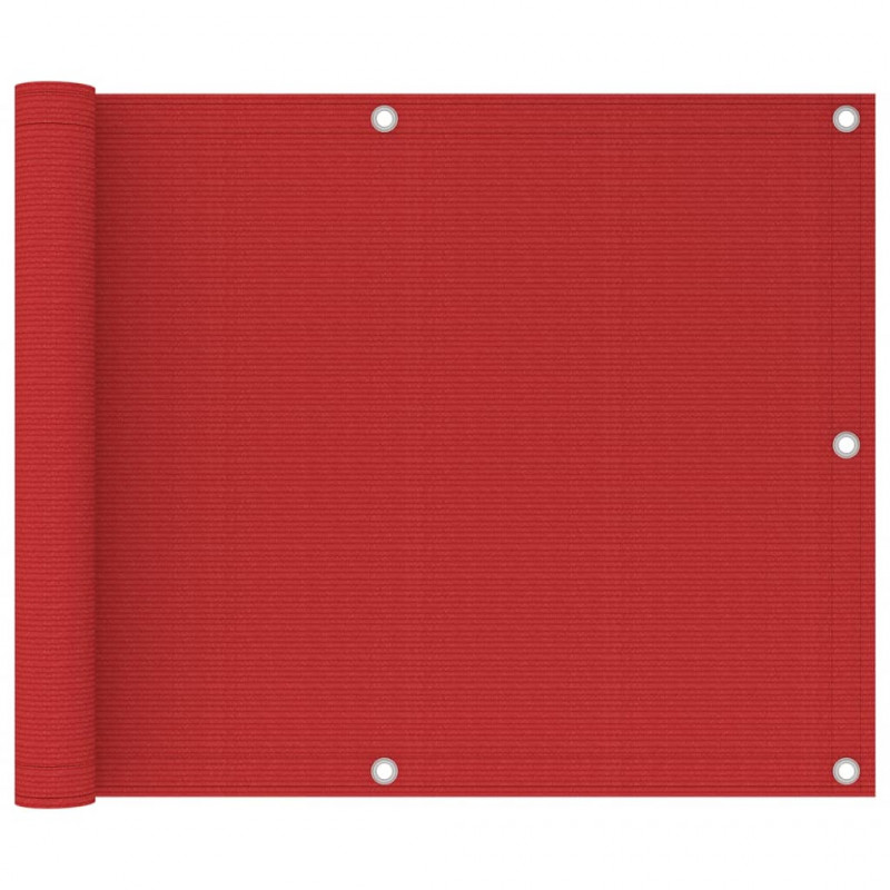 Parawan balkonowy, czerwony, 75x300 cm, HDPE