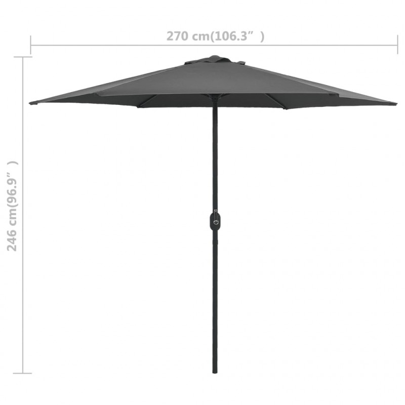 Parasol ogrodowy na aluminiowym słupku, 270x246 cm, antracytowy