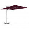 Parasol wiszący na stalowym słupku, bordowy, 250x250 cm