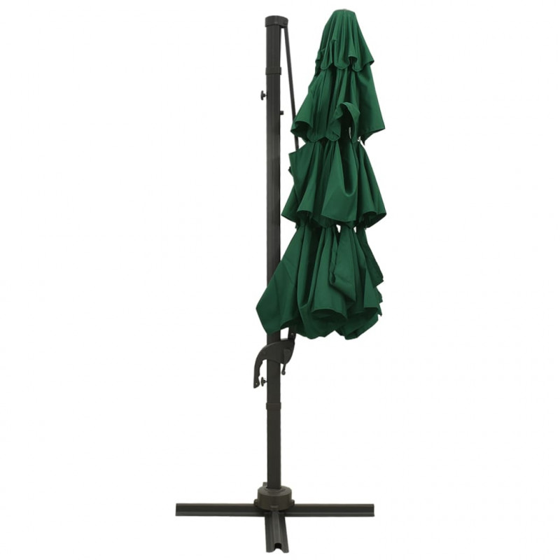 4-poziomowy parasol na aluminiowym słupku, zielony, 3x3 m