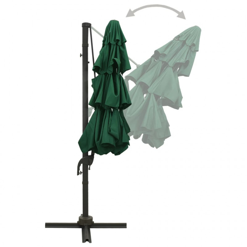 4-poziomowy parasol na aluminiowym słupku, zielony, 3x3 m