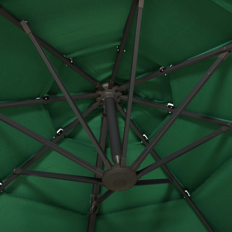 4-poziomowy parasol na aluminiowym słupku, zielony, 3x3 m