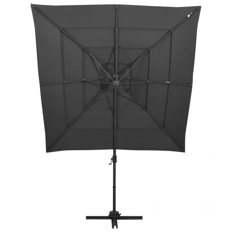 4-poziomowy parasol na aluminiowym słupku, antracyt, 250x250 cm