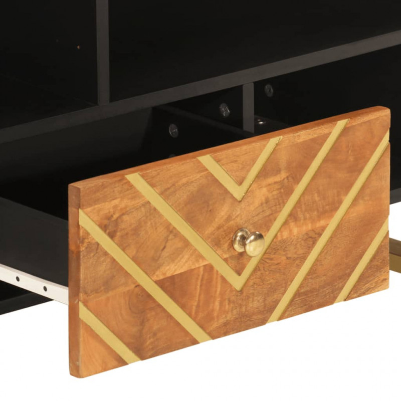 Szafka pod TV, brązowo-czarna 100x33,5x46 cm, lite drewno mango