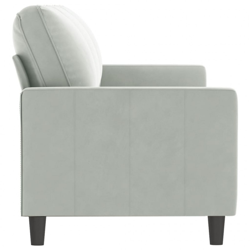Sofa 3-osobowa, jasnoszara, 180 cm, tapicerowana aksamitem
