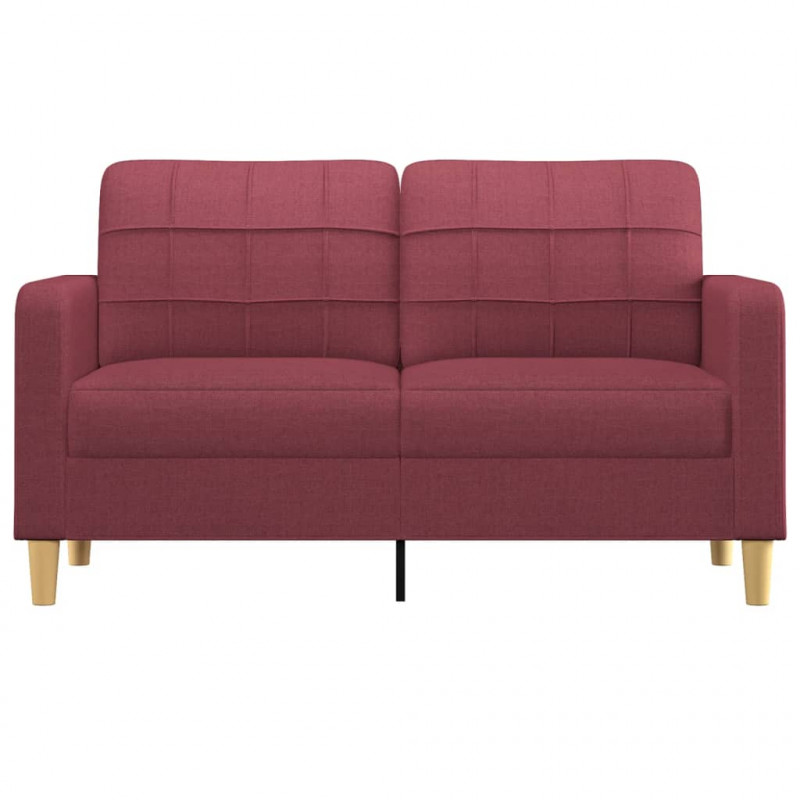 Sofa 2-osobowa, winna czerwień, 140 cm, tapicerowana tkaniną