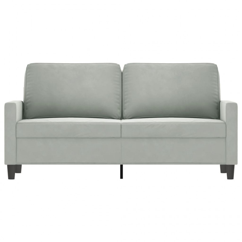 Sofa 2-osobowa, jasnoszara, 140 cm, tapicerowana aksamitem
