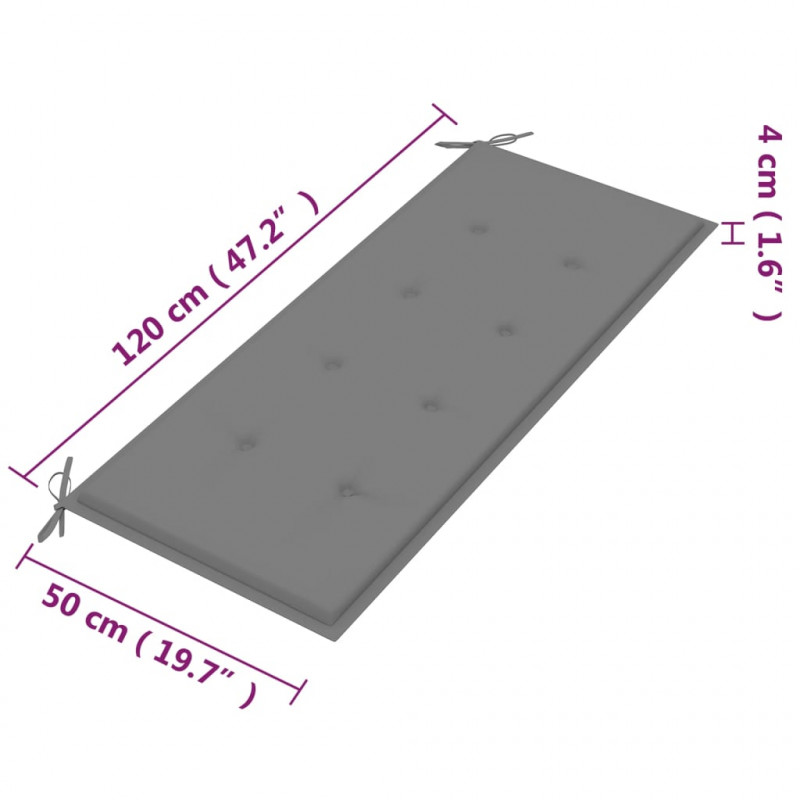 2-os. ławka ogrodowa z poduszką, 120 cm, lity eukaliptus