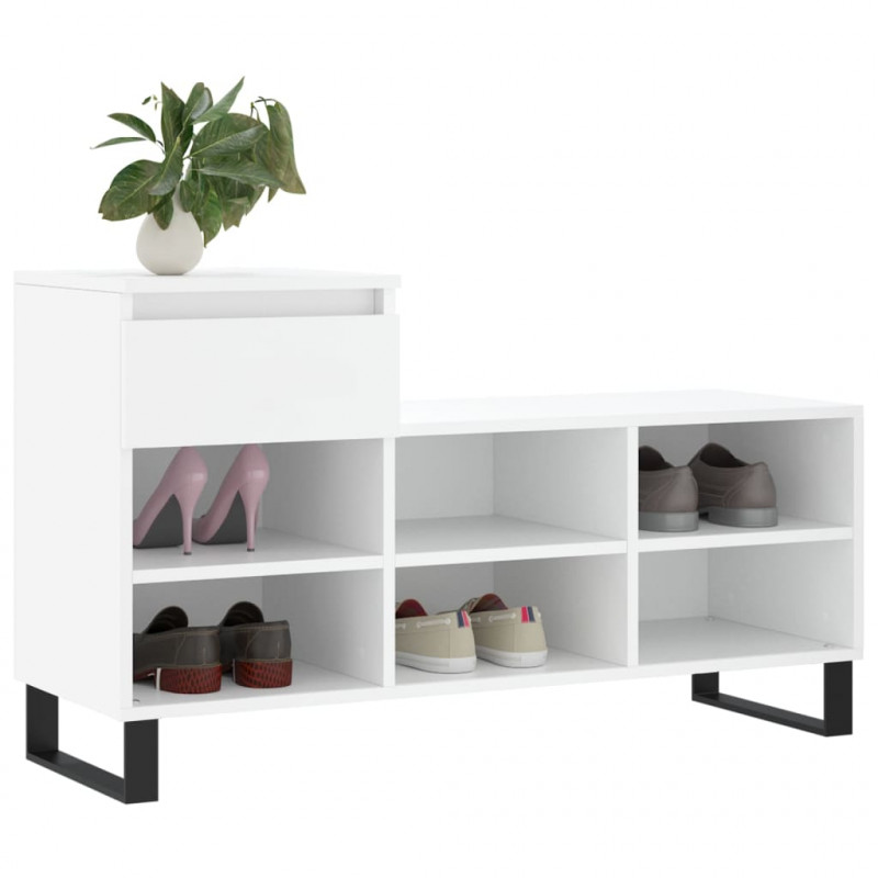 Półka na buty, biała, 102x36x60 cm, materiał drewnopochodny