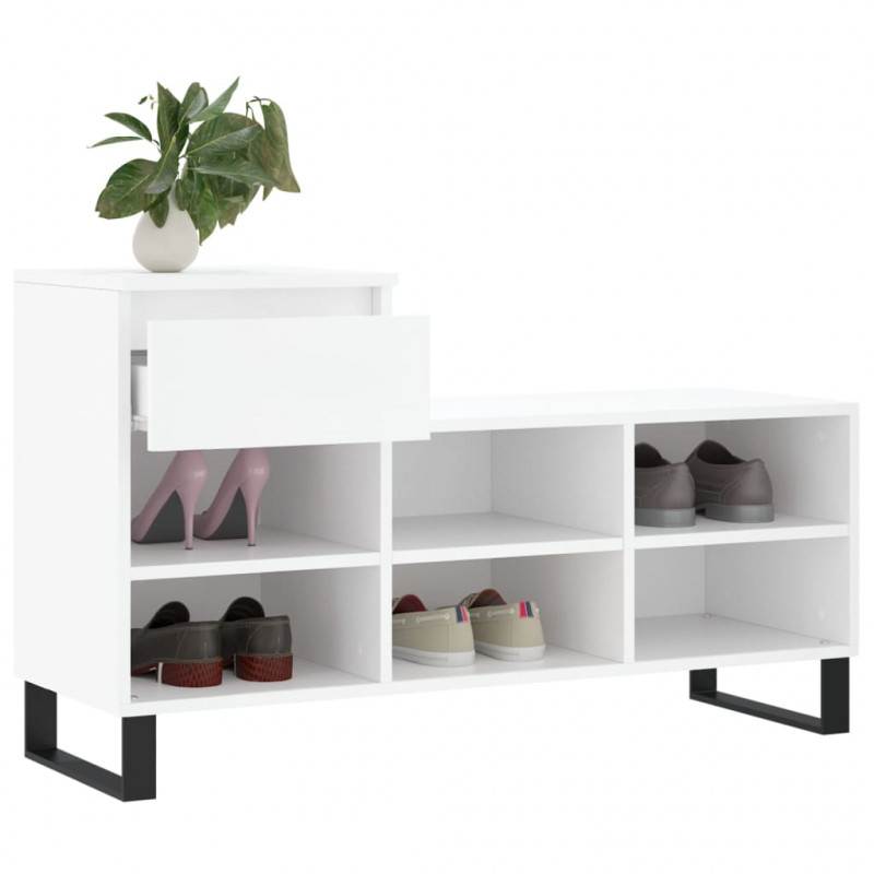 Półka na buty, biała, 102x36x60 cm, materiał drewnopochodny