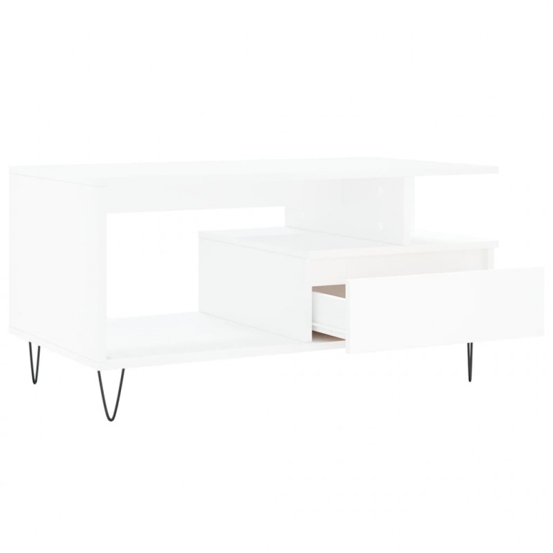Stolik kawowy, biały 90x49x45 cm, materiał drewnopochodny