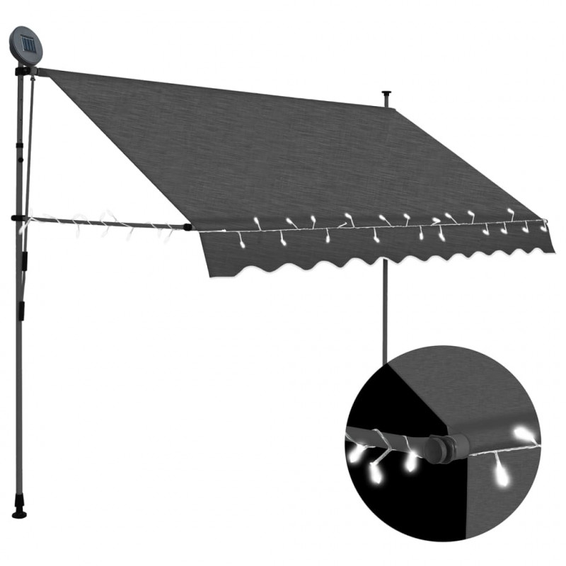 Ręcznie zwijana markiza z LED, 250 cm, antracytowa