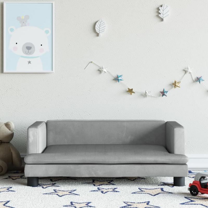 Sofa dla dzieci, jasnoszara, 80x45x30 cm, aksamit