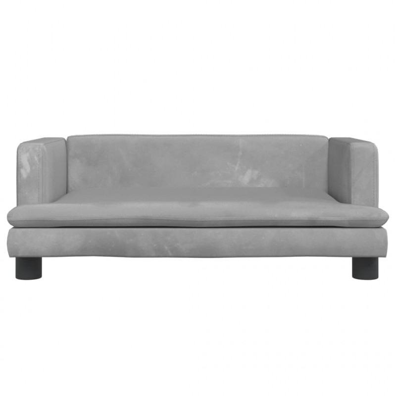 Sofa dla dzieci, jasnoszara, 80x45x30 cm, aksamit