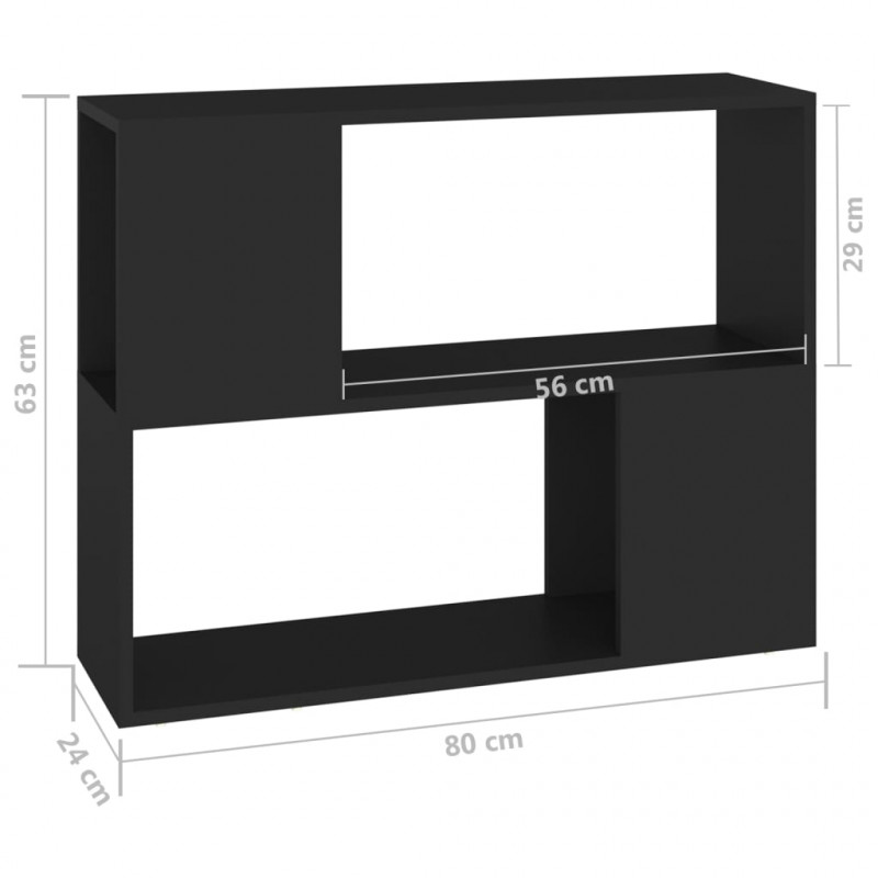 Szafka TV, czarna, 80x24x63 cm, materiał drewnopochodny