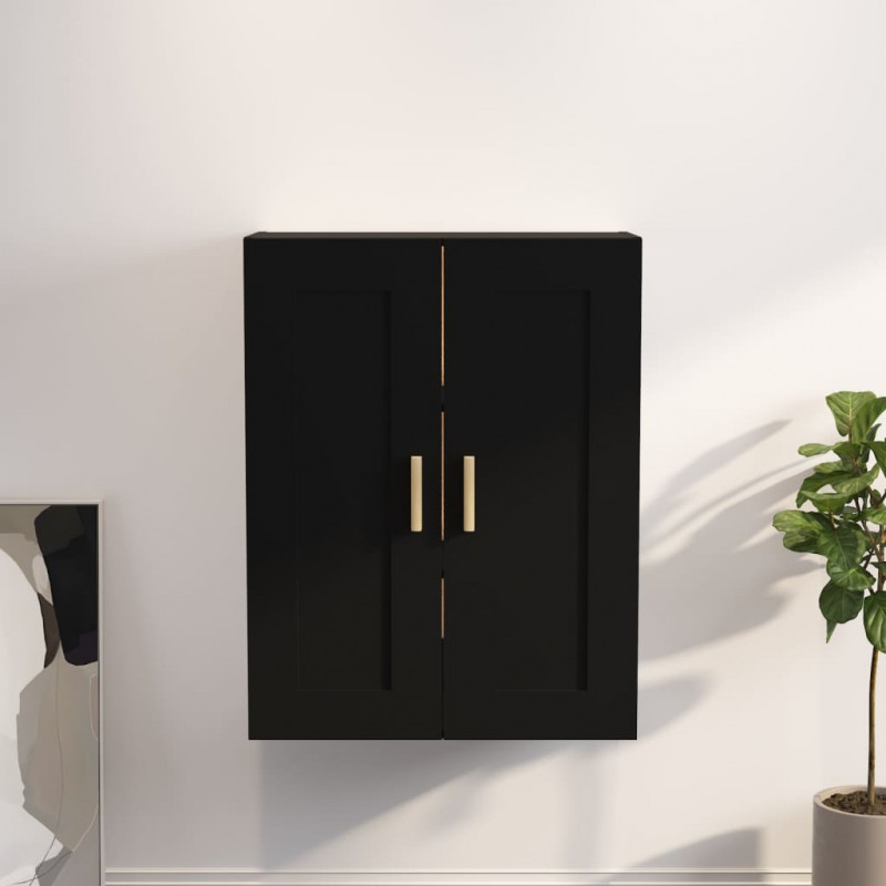 Szafka ścienna, czarna 69,5x32,5x90 cm, materiał drewnopochodny