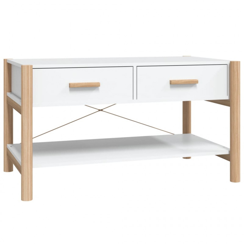 Stolik kawowy, biały 82x48x45 cm, materiał drewnopochodny