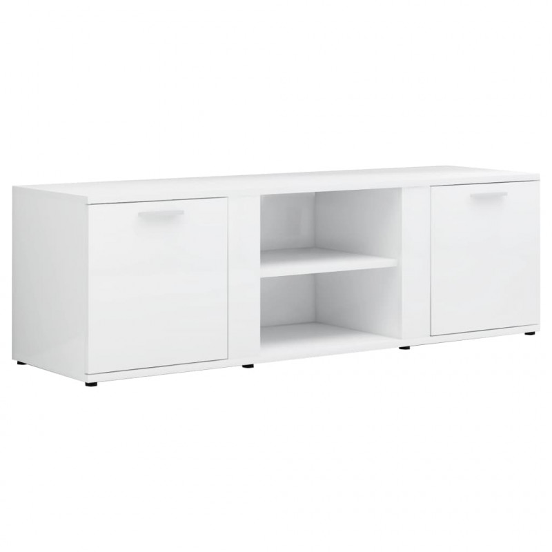 Szafka pod TV, wysoki połysk, biała, 120x34x37 cm