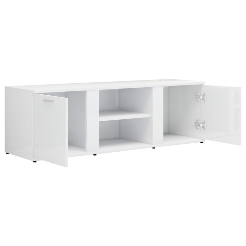 Szafka pod TV, wysoki połysk, biała, 120x34x37 cm