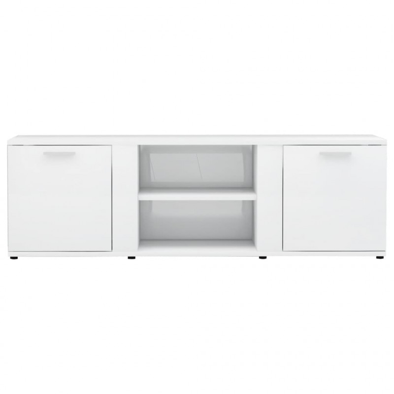 Szafka pod TV, wysoki połysk, biała, 120x34x37 cm