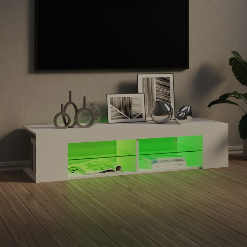 Szafka TV z oświetleniem LED, biała, 135x39x30 cm