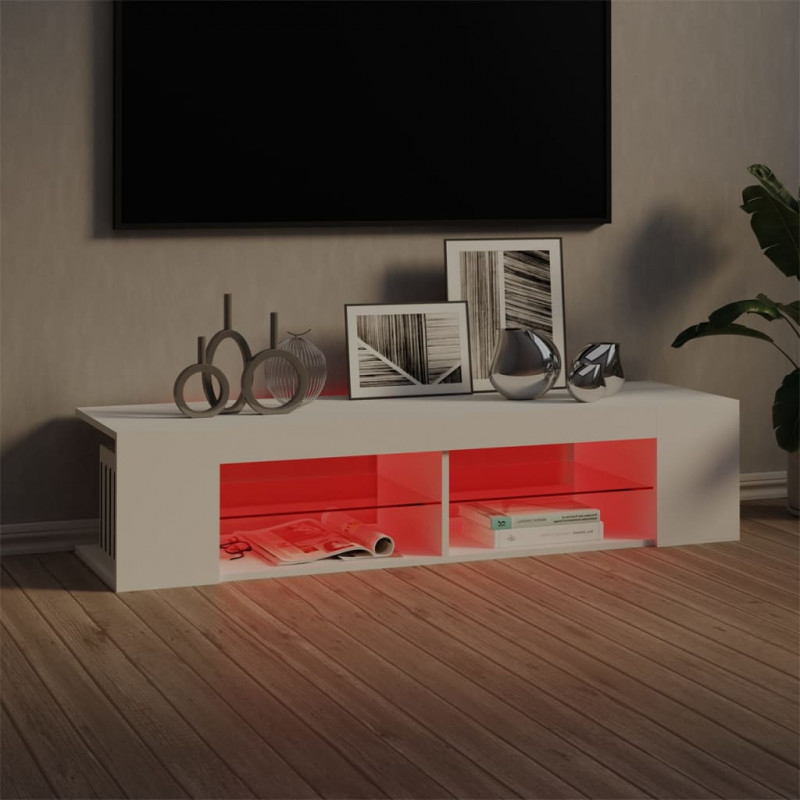 Szafka TV z oświetleniem LED, biała, 135x39x30 cm