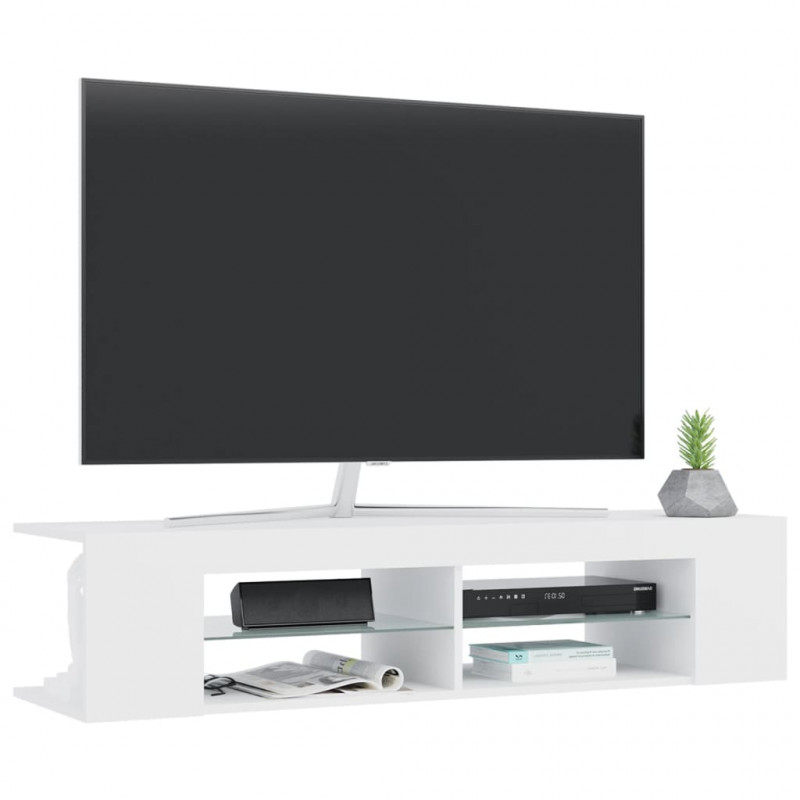 Szafka TV z oświetleniem LED, biała, 135x39x30 cm