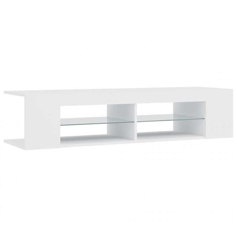 Szafka TV z oświetleniem LED, biała, 135x39x30 cm