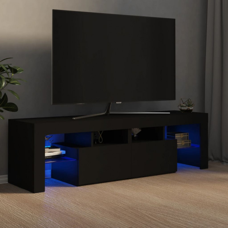Szafka pod TV z oświetleniem LED, czarna, 140x36,5x40 cm