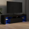Szafka pod TV z oświetleniem LED, czarna, 140x36,5x40 cm