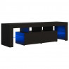Szafka pod TV z oświetleniem LED, czarna, 140x36,5x40 cm