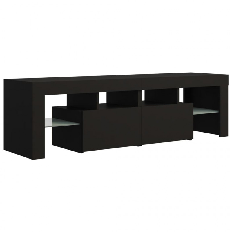 Szafka pod TV z oświetleniem LED, czarna, 140x36,5x40 cm
