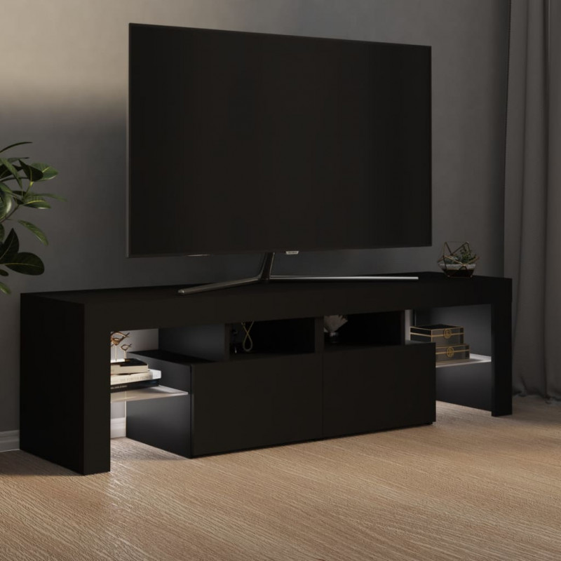 Szafka pod TV z oświetleniem LED, czarna, 140x36,5x40 cm